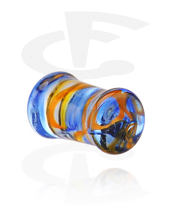 Tunnels & Plugs, Double flared plug (acrylic,transparent) with watercolor design, Acrylic