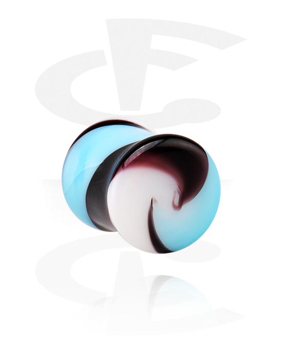 Alagutak és dugók, Double flared plug (acrylic, various colours) val vel swirl design, Akril