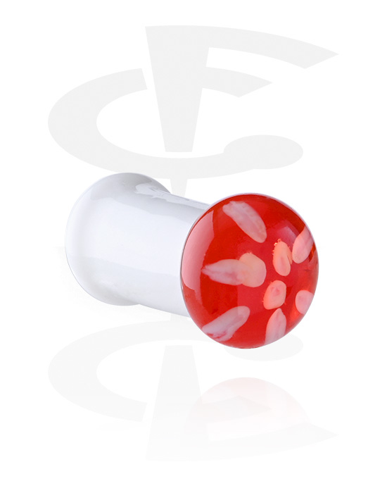 Tunnlar & Pluggar, Double flared plug (acrylic, white) med dots design, Akryl