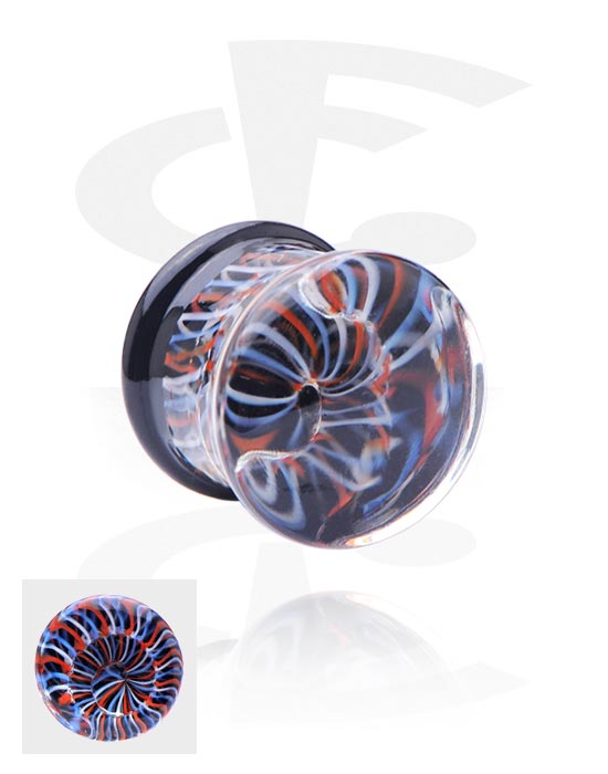 Tunnels & Plugs, Double flared plug (glass) with O-ring, Glass