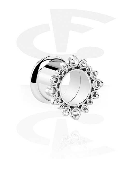 Tunnels & Plugs, Double flared tunnel (surgical steel, silver, shiny finish), Surgical Steel 316L, Plated Brass