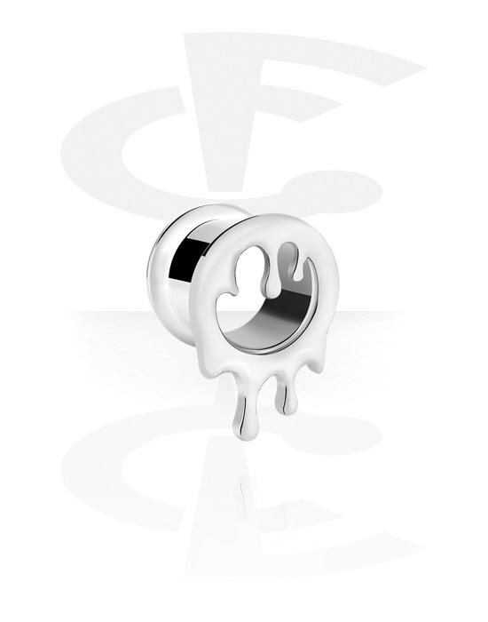 Tunnels & Plugs, Double flared tunnel (surgical steel, silver, shiny finish), Surgical Steel 316L, Plated Brass