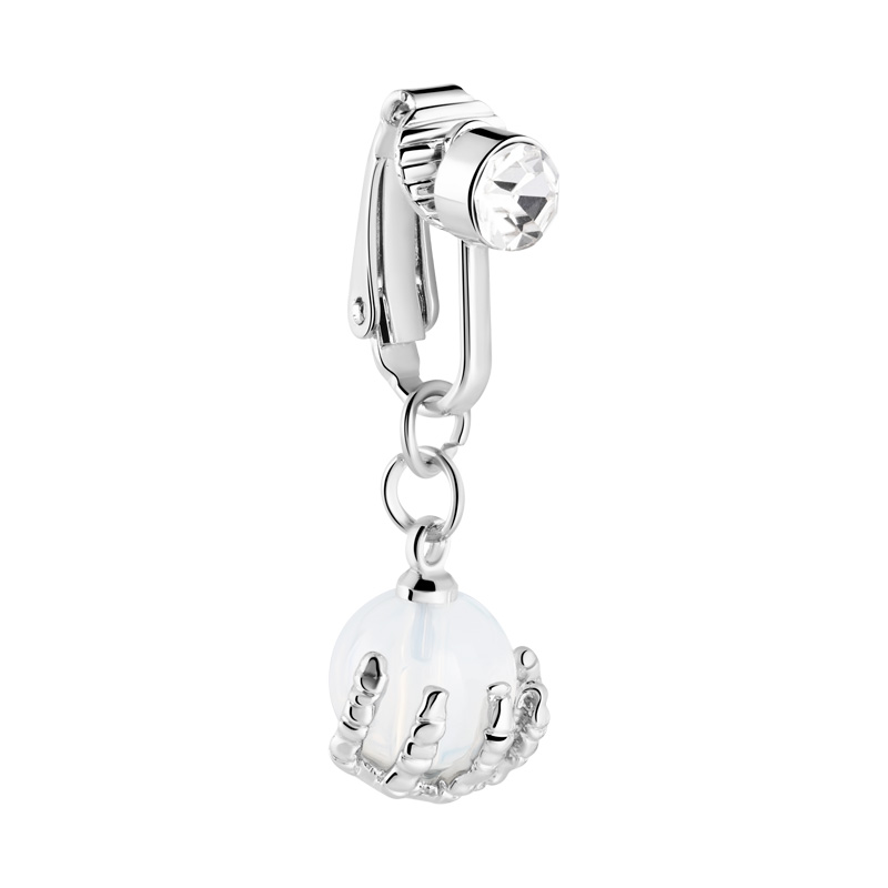 Fake belly ring avec pierre en crystal et motif main de squelette Laiton plaqué Faux piercings