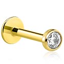 Labrets, Internally Threaded Labret with Jewelled Ball, Gold Plated Surgical Steel 316L