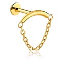 Labrets, Internally Threaded Labret with chain, Rose Gold Plated Surgical Steel 316L