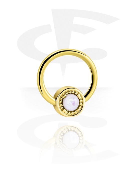 Anéis piercing, Ball closure ring (aço cirúrgico, prata, acabamento brilhante), Aço cirúrgico 316L banhado a ouro ,  Latão banhado a ouro