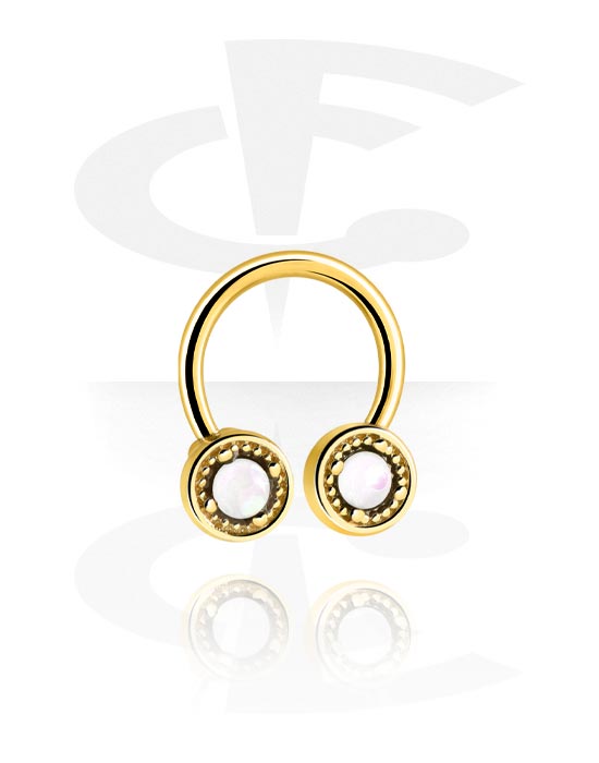 Circular Barbells, Circular Barbell with crystal stones, Gold Plated Surgical Steel 316L, Gold Plated Brass