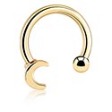 Kruhové činky, Kruhová činka s koncovkou měsíc, Pozlacená chirurgická ocel 316L, Pozlacená mosaz