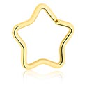 Anéis piercing, Continuous ring em forma de estrela (aço cirúrgico, ouro, acabamento brilhante), Aço cirúrgico 316L banhado a ouro