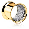 Alagutak és dugók, Double flared tunnel (surgical steel, gold) val vel diamond look, Aranyozott sebészeti acél, 316L