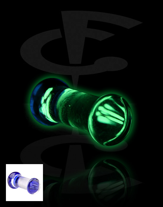 Tunnlar & Pluggar, "Glow in the dark" double flared plug (glass, various colours), Glas
