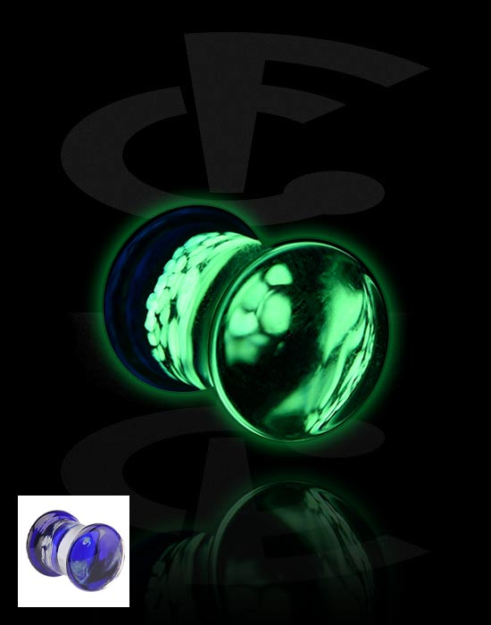 Tunnels & Plugs, Plug double flared "Glow in the dark" (verre, différentes couleurs), Verre