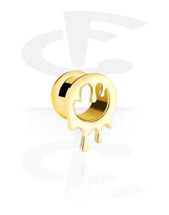 Tunnels & Plugs, Double flared tunnel (surgical steel, gold, shiny finish), Gold Plated Surgical Steel 316L, Gold Plated Brass