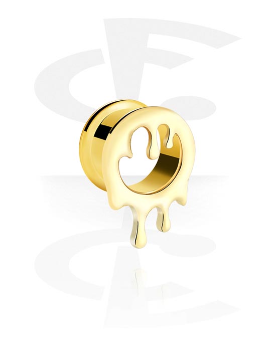 Tunnels & Plugs, Double flared tunnel (surgical steel, gold, shiny finish), Gold Plated Surgical Steel 316L, Gold Plated Brass