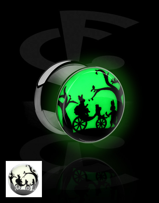 Tunely & plugy, "Glow in the Dark"-Tunnel, Surgical Steel 316L