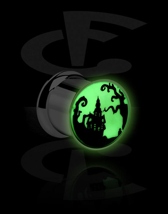 Tunely & plugy, "Glow in the dark" tunnel (surgical steel, silver, shiny finish), Chirurgická oceľ 316L