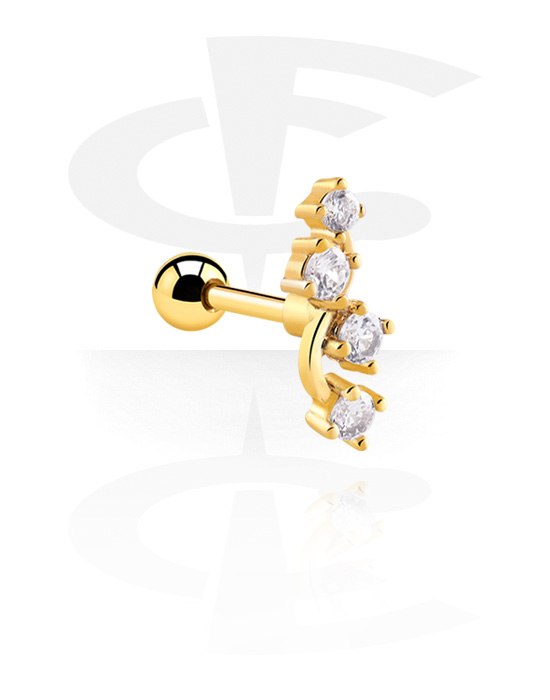 Helix & Tragus, Tragus, Gold Plated Surgical Steel 316L, Gold Plated Brass