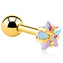 Helix & Tragus, Piercing tragus avec étoile en cristal, Acier chirugical 316L ,  Plaqué or