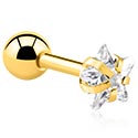 Helix & Tragus, Piercing tragus avec étoile en cristal, Acier chirugical 316L ,  Plaqué or