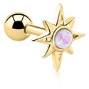 Helix & Tragus, Piercing tragus com design estrela e opala sintética, Aço cirúrgico 316L banhado a ouro ,  Latão banhado a ouro