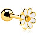 Helix & Tragus, Pirsing tragus s/z cvetličnim dizajnom, Pozlačeno kirurško jeklo 316L, Pozlačena medenina