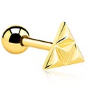 Helix & Tragus, Tragus Piercing with triangle motif, Gold Plated Surgical Steel 316L ,  Gold Plated Brass