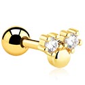 Helix & Tragus, Tragus Piercing with crystal stones, Gold Plated Surgical Steel 316L ,  Gold Plated Brass