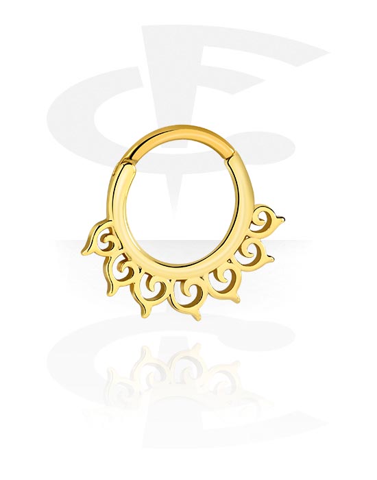 Anéis piercing, Multi-purpose clicker (aço cirúrgico, ouro, acabamento brilhante), Aço cirúrgico 316L banhado a ouro