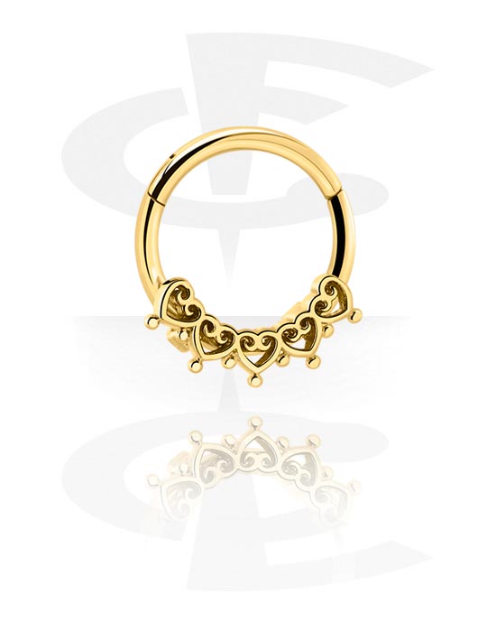 Piercing Rings, Piercing clicker (surgical steel, gold, shiny finish), Gold Plated Surgical Steel 316L, Gold Plated Brass