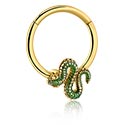 Piercing Rings, Piercing clicker (surgical steel, gold, shiny finish) with crystal stones, Gold Plated Surgical Steel 316L ,  Gold Plated Brass
