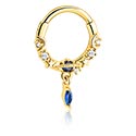 Anneaux, Piercing clicker (acier chirurgical, or, finition brillante) avec pierre en crystal en différentes couleurs et pierres en cristal, Acier chirugical 316L ,  Plaqué or ,  Laiton plaqué or