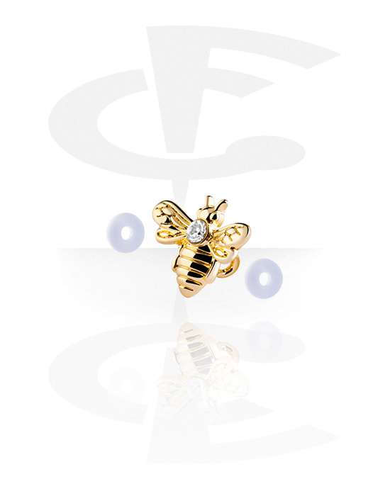 Bolas, barras & mais, Acessório para industrial barbells com design abelha, Latão banhado a ouro