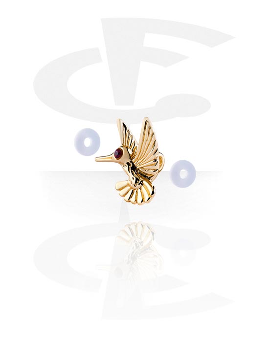 Kuličky, kolíčky a další, Koncovka pro činku Industrial s designem ptáček, Pozlacená mosaz
