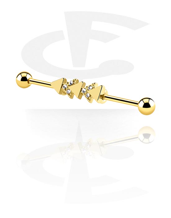 Barbells, Industrial Barbell, Gold Plated Surgical Steel 316L, Alloy Steel