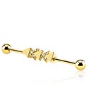 Barbells, Industrial Barbell, Gold Plated Surgical Steel 316L ,  Gold Plated Brass