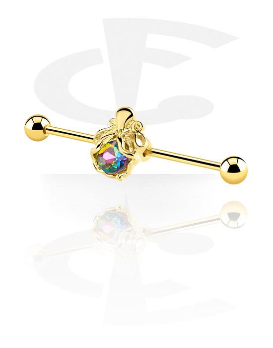 Barbells, Industrial Barbell, Gold Plated Surgical Steel 316L, Alloy Steel