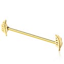 Barbells, Industrial Barbell, Gold Plated Surgical Steel 316L, Gold Plated Brass