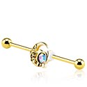 Barbells, Industrial Barbell, Gold Plated Surgical Steel 316L, Gold Plated Brass