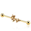 Barbells, Industrial Barbell, Gold Plated Surgical Steel 316L, Gold Plated Brass