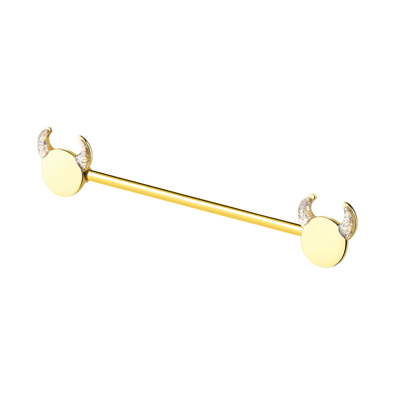 Barbell industriel Acier chirugical 316L / Plaqué or/Laiton plaqué or Barres