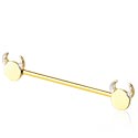 Barbells, Industrial Barbell, Gold Plated Surgical Steel 316L, Gold Plated Brass