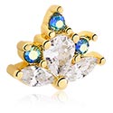 Balls, Pins & More, Attachment for threaded pins (plated brass, gold)  with crystal stones, Gold Plated Brass