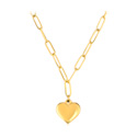 Cadenas, Collar Moderno con colgante corazón, Acero quirúrgico 316L chapado en oro