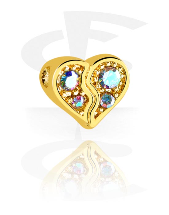 Balls, Pins & More, Attachment for Ball Closure Rings with heart design, Gold Plated Brass