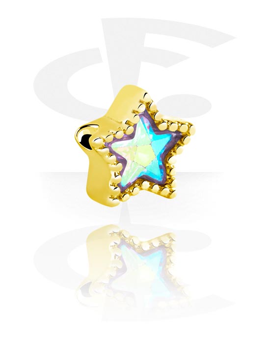Kuličky, kolíčky a další, Koncovka pro kroužky s kuličkou s designem hvězda, Pozlacená mosaz