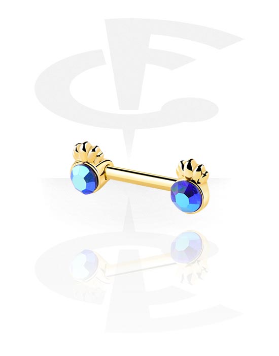 Nipple Piercings, Nipple Barbell with pineapple design, Gold Plated Surgical Steel 316L, Gold Plated Brass