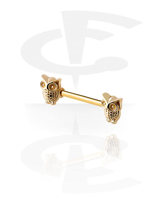 Nipple Piercings, Nipple Barbell, Gold Plated Surgical Steel 316L, Gold Plated Brass