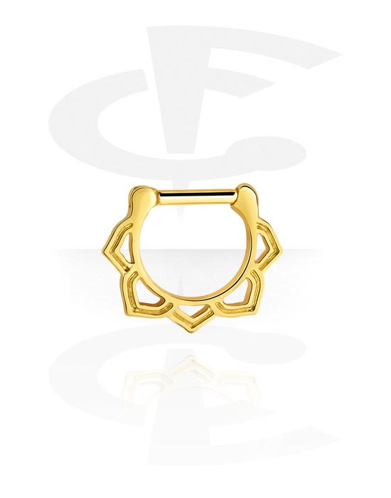 Piercingové kroužky, Piercingový clicker (chirurgická ocel, zlatá, lesklý povrch), Pozlacená chirurgická ocel 316L, Pozlacená mosaz