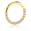 Piercingringer, Piercingclicker (titan, gull, skinnende finish) med krystallsteiner, Titan ASTM F136