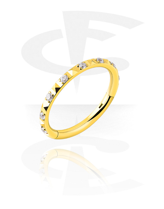 Piercing Ringe, Piercing-Klicker (Titan, gold, glänzend) mit Kristallsteinchen, Titan